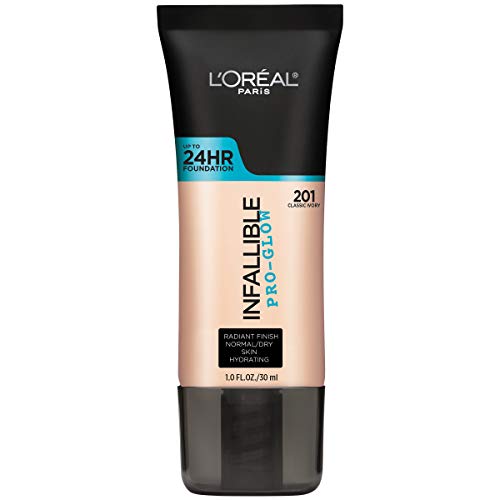 L'Oreal Paris Makeup Infallible Pro-Glow Foundation, 201 Classic Ivory, 1 Ounce